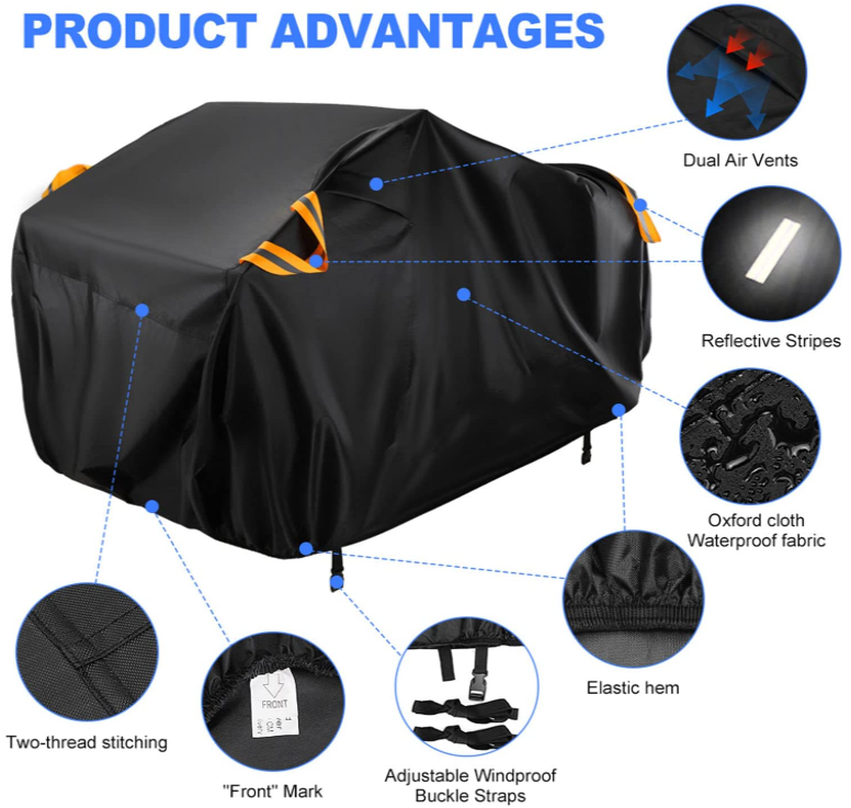 Dustproof 190T Silver-coated Oxford Cloth UTV/ATV Cover