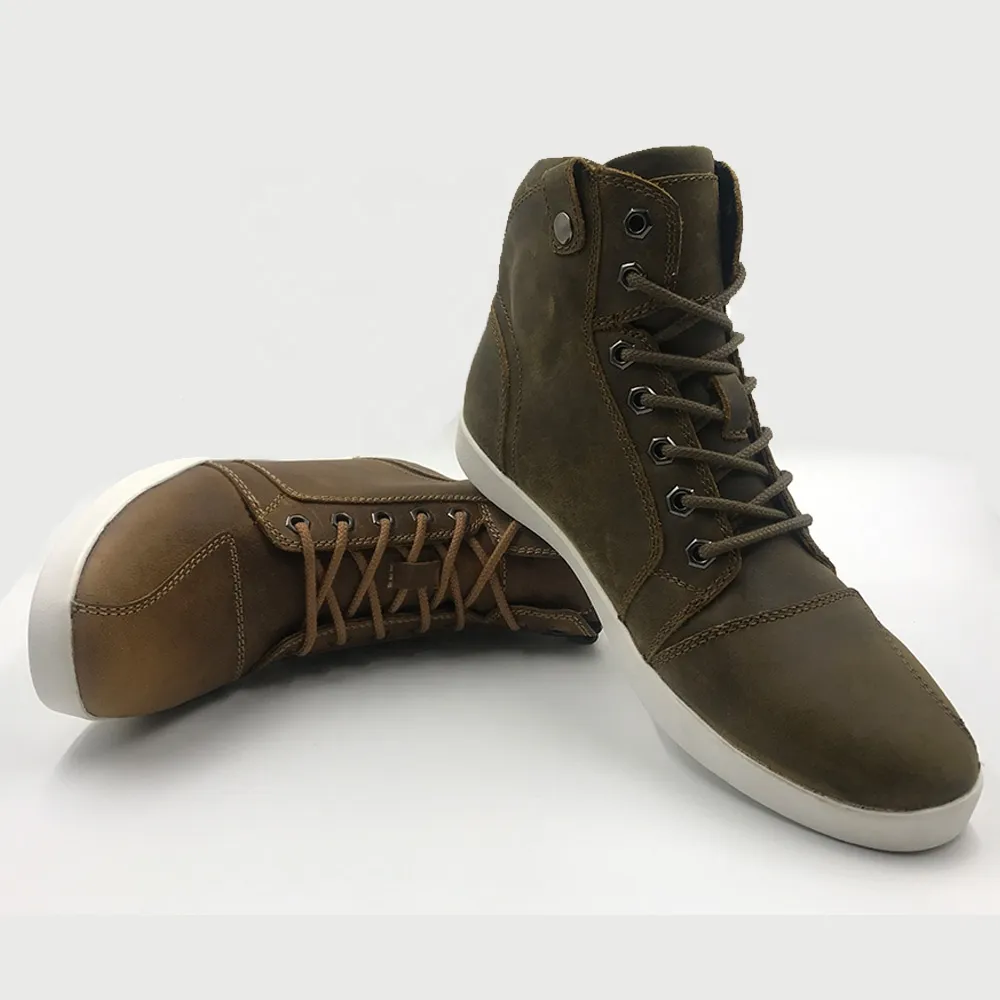 CE Certificated Leather Lace Up Motorcycle Racing Boots