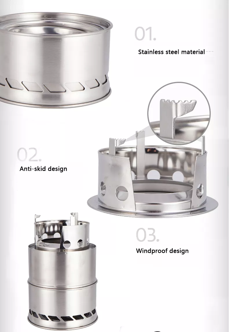 Camping Wood Charcoal Stove Anti-skid Windproof Fire Burning Stove