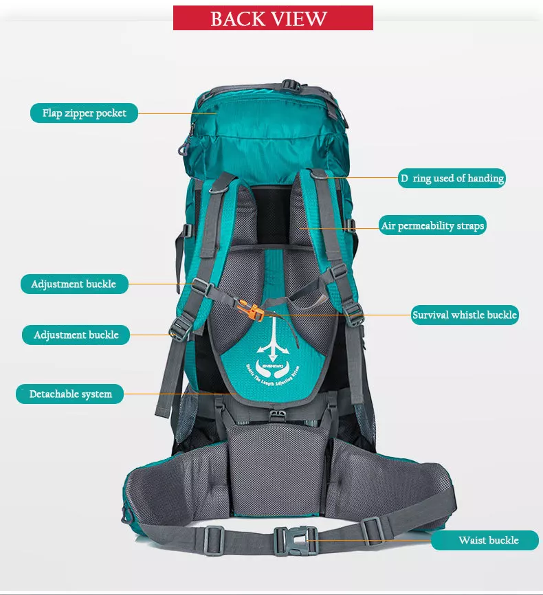 Camping Traveling Large Capacity 80L Backpack Detachable Adjustable Knapsack China