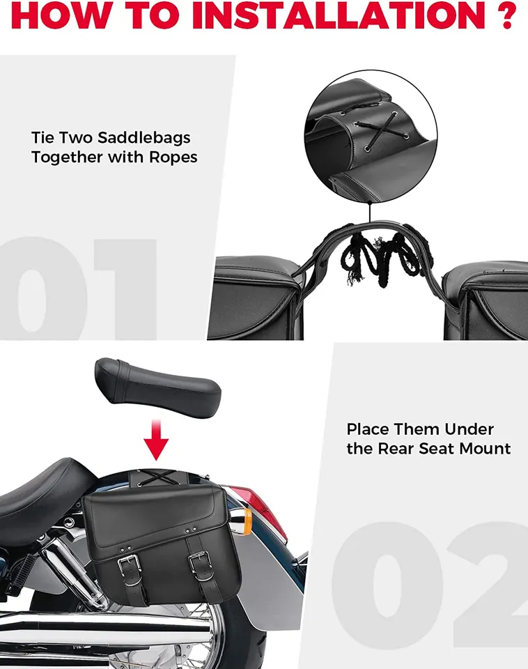 PU Leather Large Capacity Motorcycle Sadddlebag