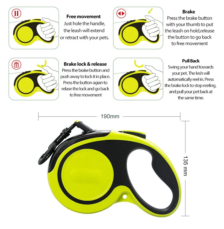 Dog Retractable Leash Poop Bag Dispenser Set