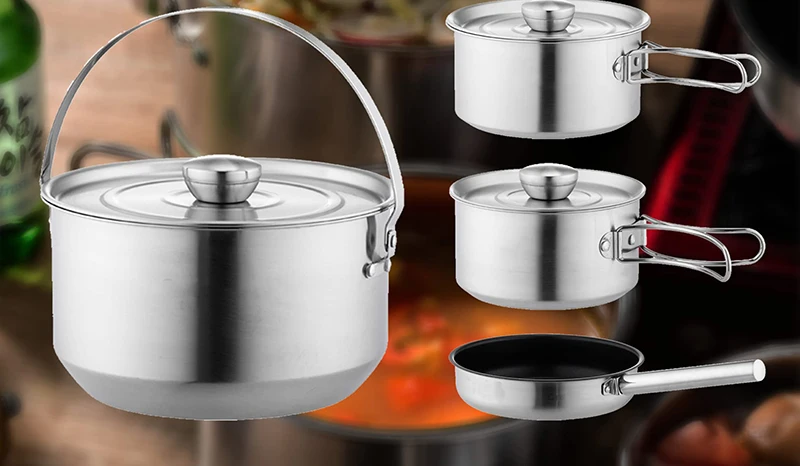 Camping Home Stainelss Steel Cookware Set Pot