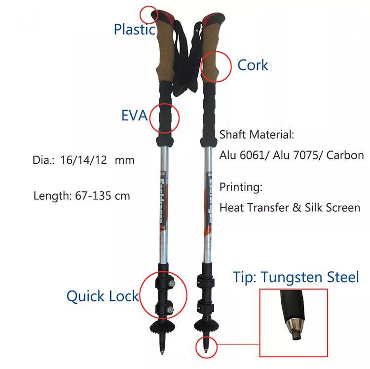 Ultralight 3 Section Telescopic Hiking Trekking Pole