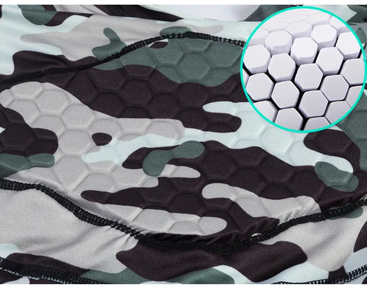 Camo printed Shirts Short Sleeve Compression Protector Shirt EVA shorts for Football