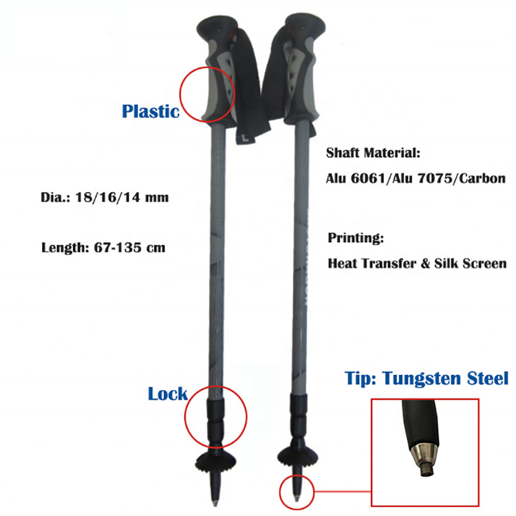Carbon Fiber Stretching Trekking Pole Outdoor Hiking Stick