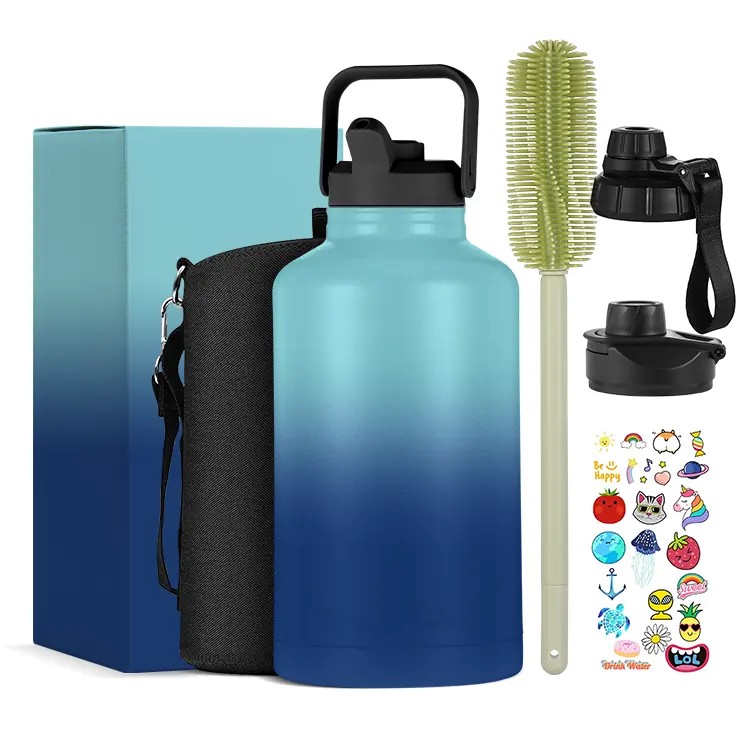 Wide Mouth Water Bottles with Straw Outdoor Sport Water Bottles