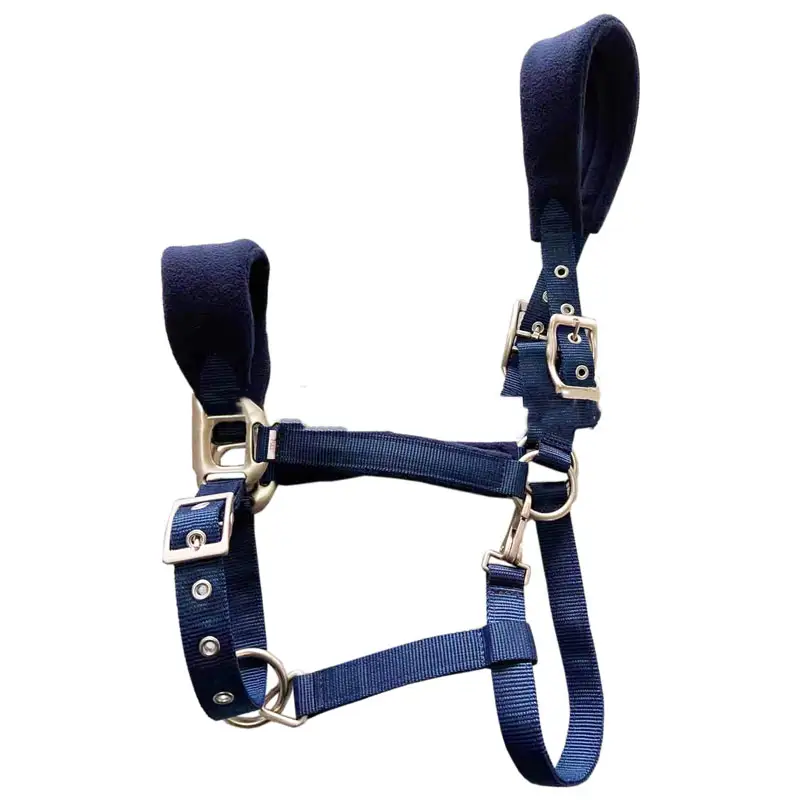 Equestrian Horse Riding Halter Nylon Fleece Chin and Throat Snap Halter