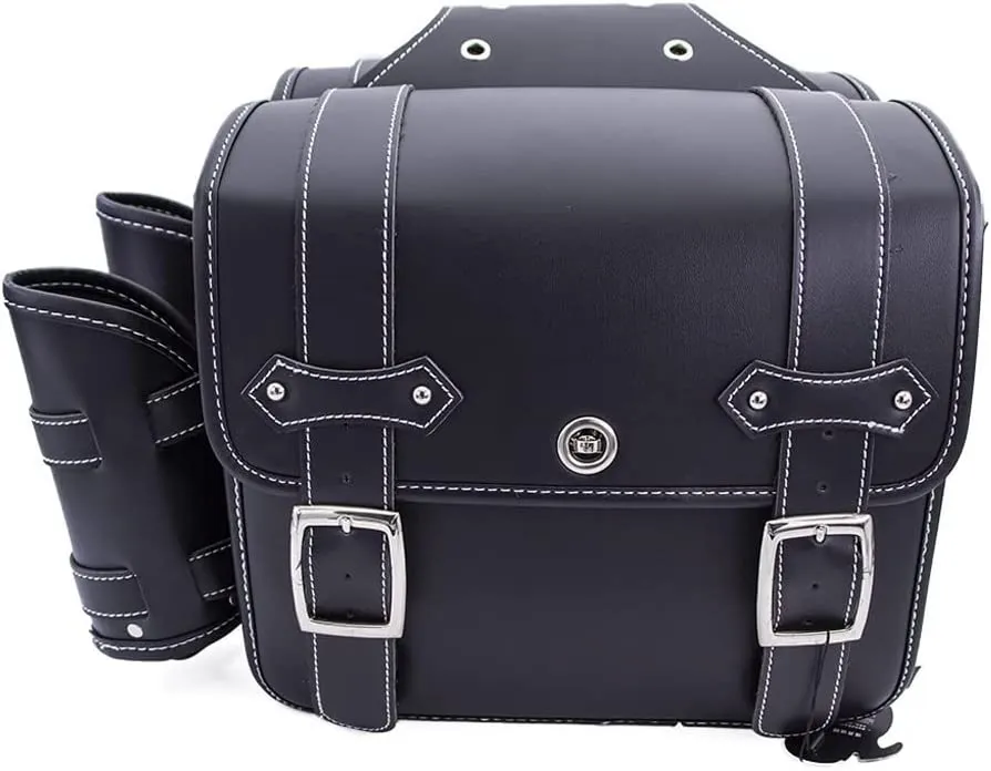 Universal Motorcycle Saddle Bag Pu Leather Storage Bag For Racing and Travelling