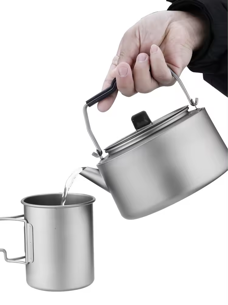 Titanium Travel Kettle with Wood Handle