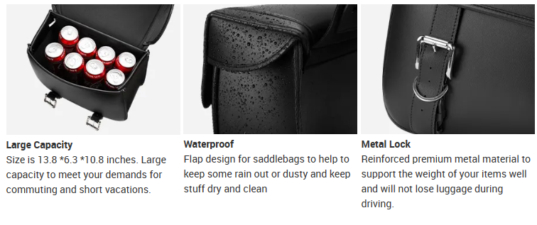Waterproof Black Universal Large Capacity Motorcycle Sadddlebag