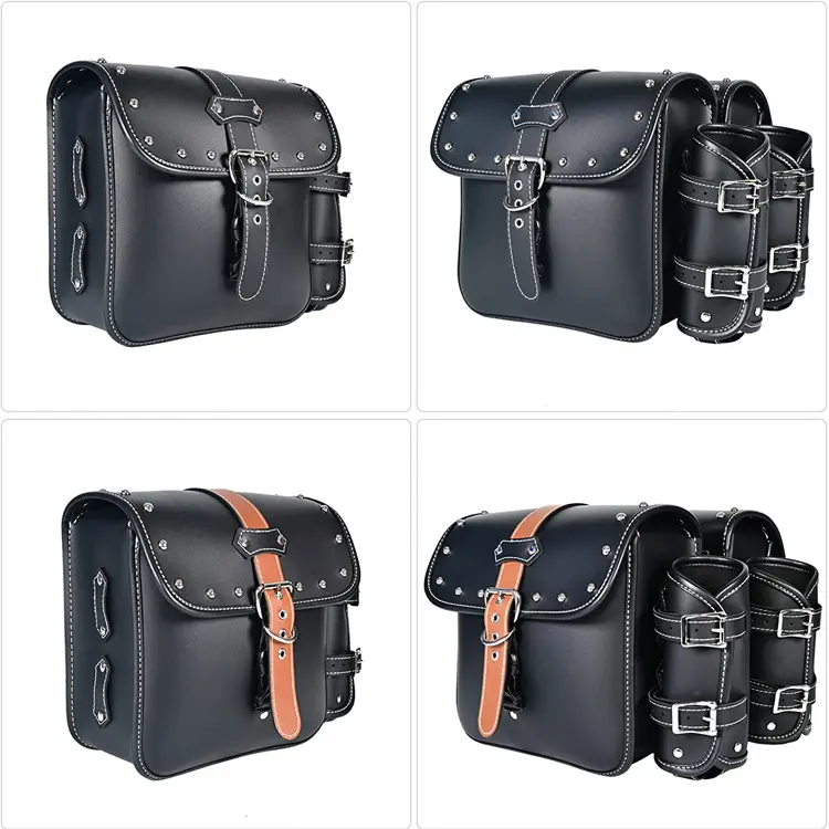 Genuine Leather Pannier Waterproof Storage Motorcycle Saddle Bags