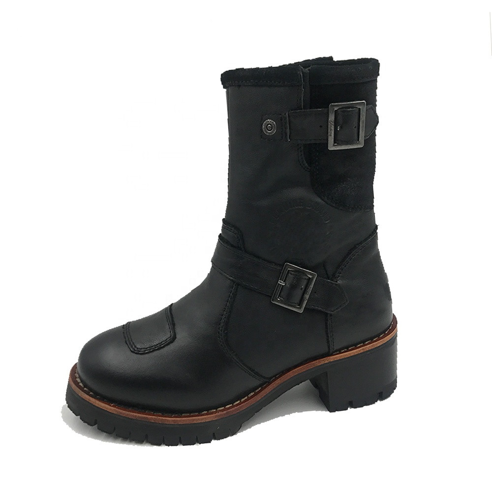 CE Pass Waterproof Genuine Cow Leather Women Motorcycle Boots