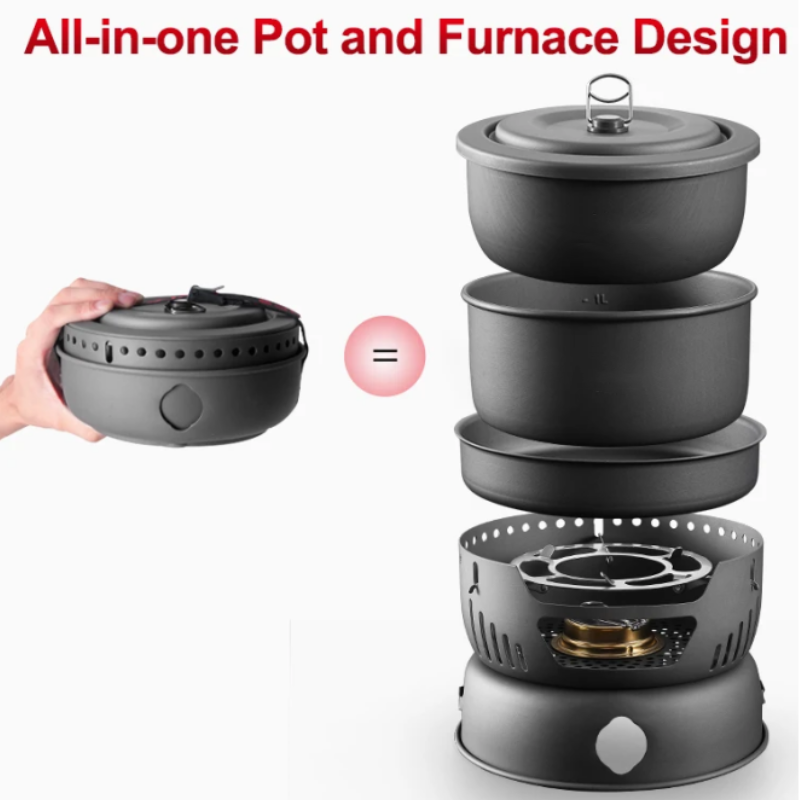 Camping Roasting Pans Cookware Set with Stove