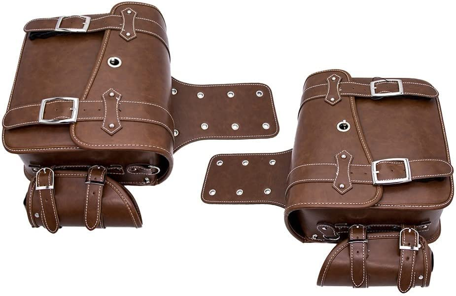 Waterproof Brown Motorcycle Saddlebag Synthetic Fiber With Water Bottle Holder Bag