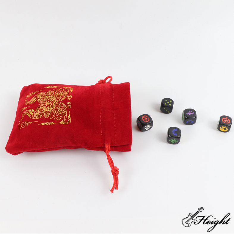 Side view of red dice bag pocket