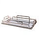 Decorative Luxury Mirror Tray Glass Perfume Vanity Rectangle Home Decor Gold Metal Frame Cosmetics Serving Storage Tray
