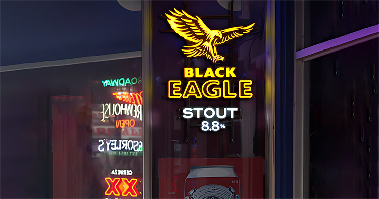 Customized logo brand design Black Eagle Stout beer neons for sale