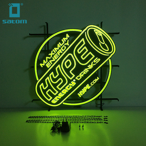Satom HYPE led neon energy drink can tiki bar beer neon sign light manufacturing