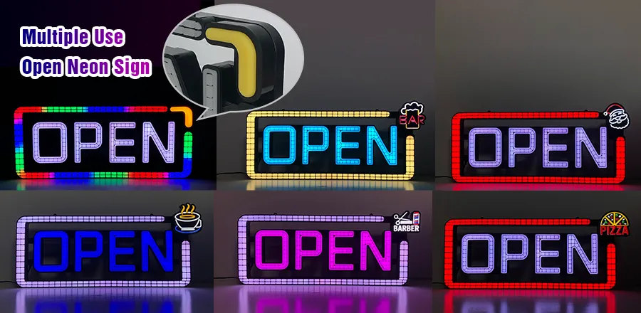 rgb custom changeable bar coffee barber pizza led open closed neon sign