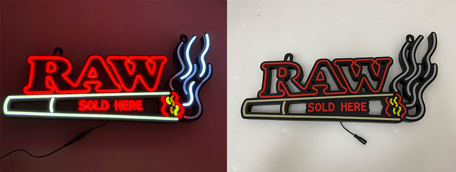 Raw rolling paper custom acrylic neon sign no exposure of interface and cable