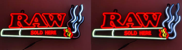 Raw rolling paper custom acrylic neon sign no exposure of interface and cable