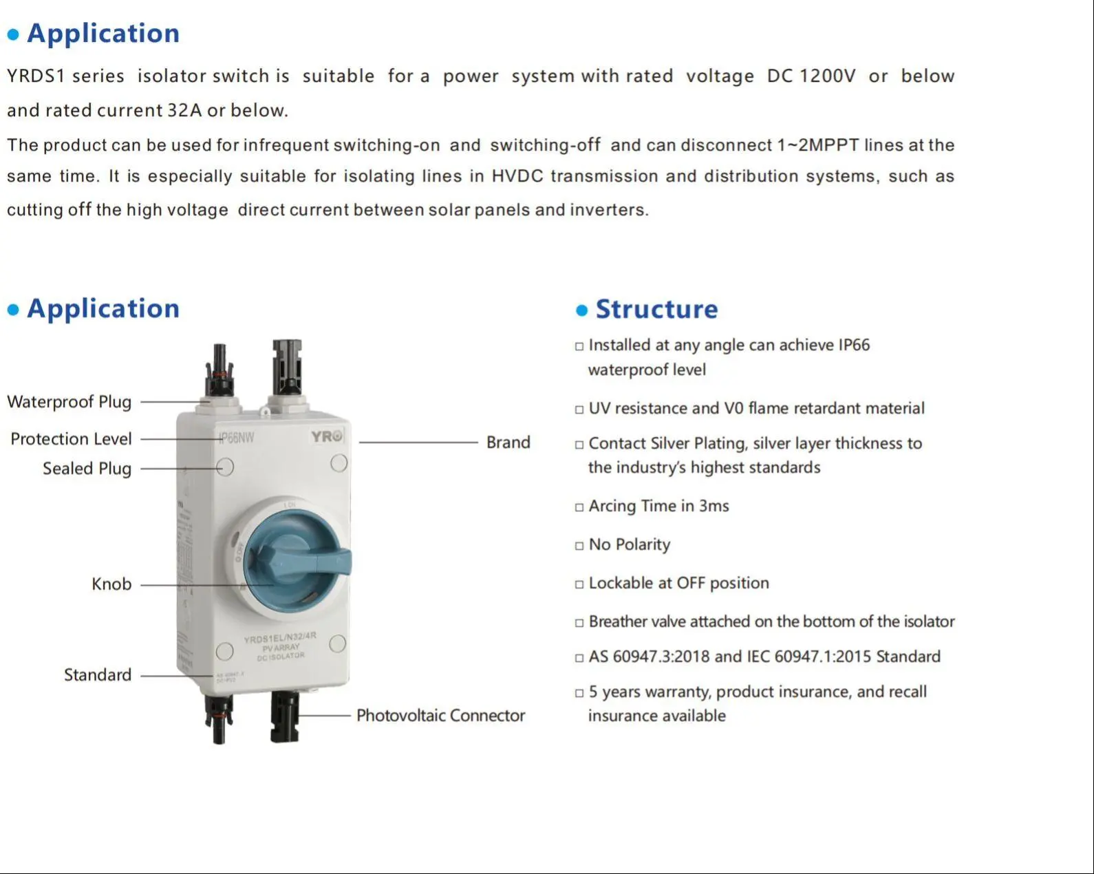 Waterproof Isolator Switch IP66 YRDS1EL-N32-4B