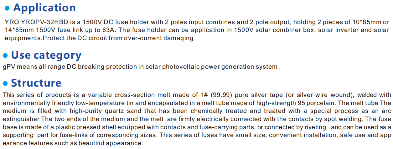 Photovoltaic fuse disconnector YROPV-32BD