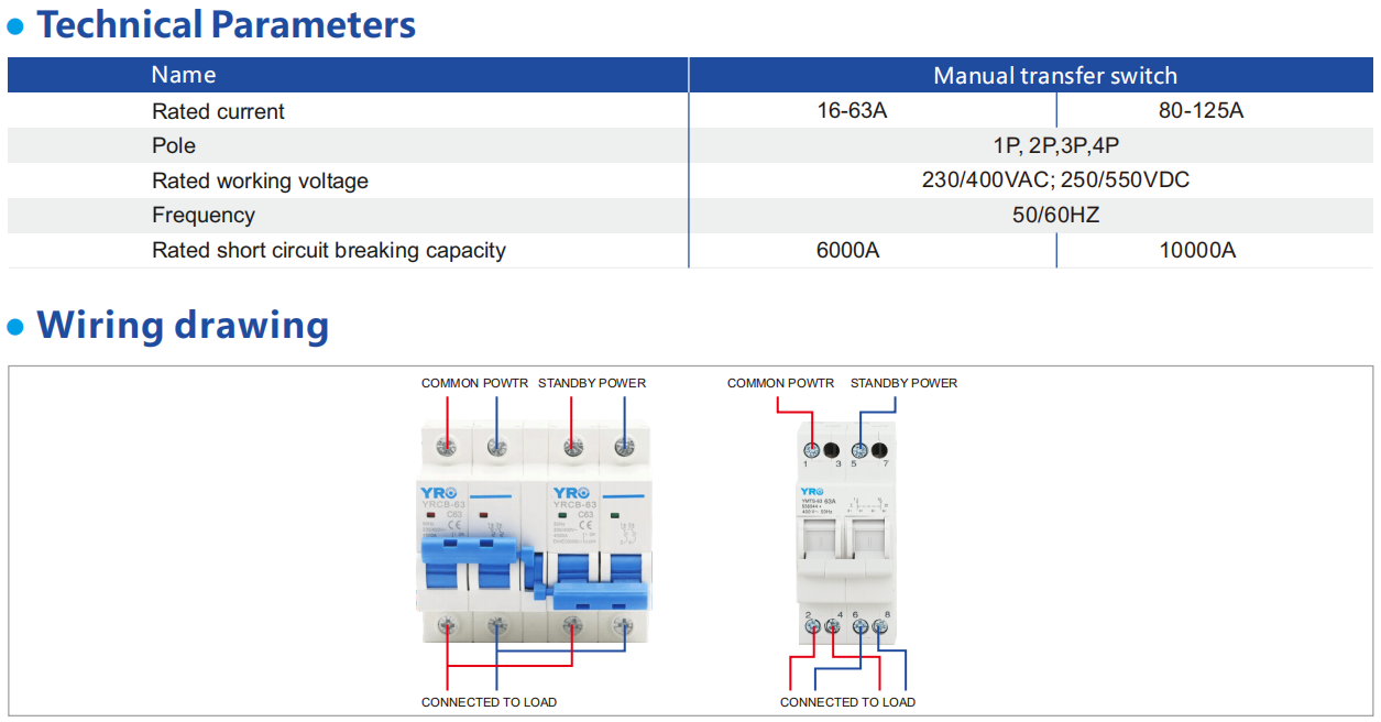 Manual transfer switch MTS YRMTS