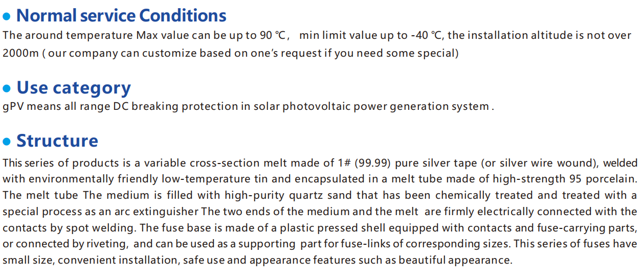 solar photovoltaic fuse YROPV-32H