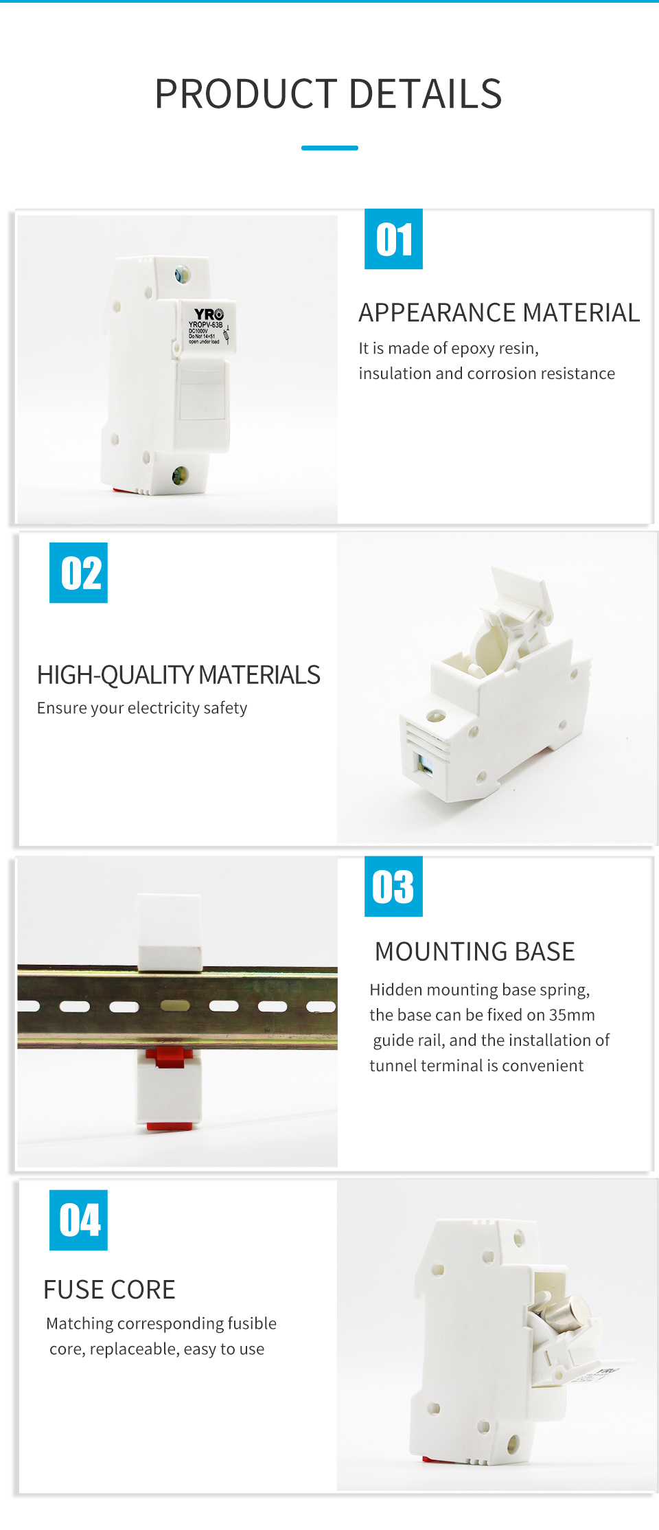 Solar DC1000V Fuse Holder YROPV-63B