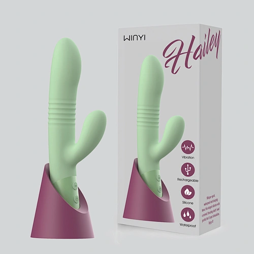 trusting vibrator, rabbit vibrator dildo, wholesale sex toys vibrator rabbit vibrator thrusting vibrator double head vibrator-sex toy sourcing-WINYI-szwinyi.com
