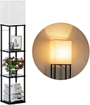 Corner Display Shelve with Lamp,Modern Dimmable Standing Floor Lamp with Shelves