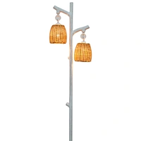 Innovative LED Farmhouse Rustic Country rattan bamboo floor lamps with artifical resin lampbody for home decor reading room