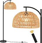 New Design Metal Standing Adjustable Floor Lamp With Rattan Shade For Living Room