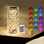 Rechargeable Rose Shadow Table Lamp,Touch and Remote Control, Colorful and Adjustable