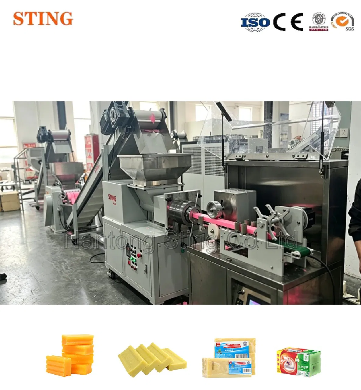 STING complete soap production line with plodder, cutter and stamper