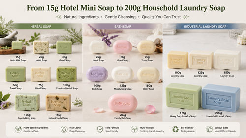 15g hotel mini soap to 200g household laundry soap