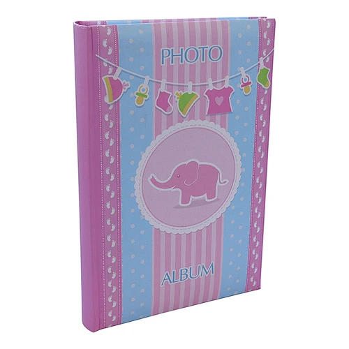 300 photos in Memo Paper Cover Pink Elephant 4X6" Photo Album Book bound  baby girl album  traditional