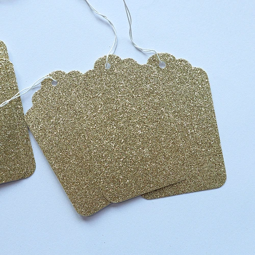 Wholesale Christmas gift hang tags Festivals Gift gold glitter paper tags for DIY arts and crafts