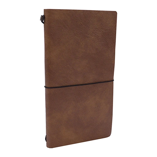 PU Leather Cover Traveler Notebook Journals Brown 4.9x8.5" Elastic String Bands Brown PU leather notebook  kraft notepad