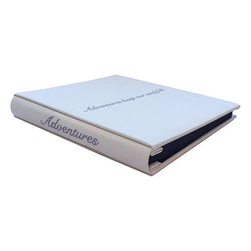 500 photos Photo Album 4x6" Cream Fabric Cover Adventures Slip in Post Bound