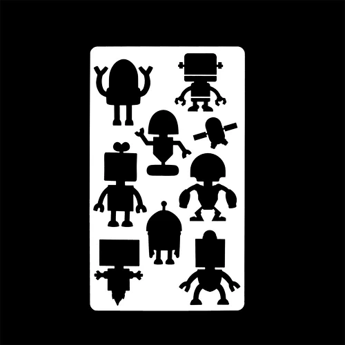 10.3x17.6cm Washable Reusable plastic Robot for DIY painting Art Scrapbook laser cut PET template mylar stencil