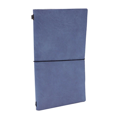PU Leather Cover Traveler Notebook Journals Blue 4.9x8.5" Elastic String Bands Blue traveller book
