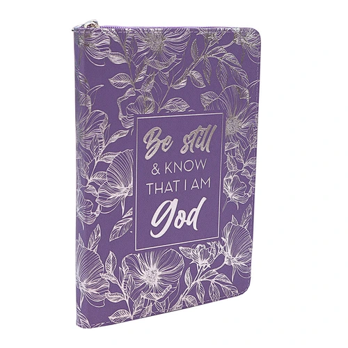 Faux Leather Zip Folio Light Purple Sliver Foil 150 sheets Purple planner  purple notebook with full coverage of silver foil