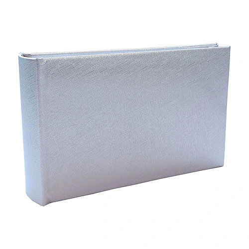 PU 100 photos Slip in 4X6" Photo Album Memo PatternSliver Book bound Silver PU leather album; Silver PU memory book