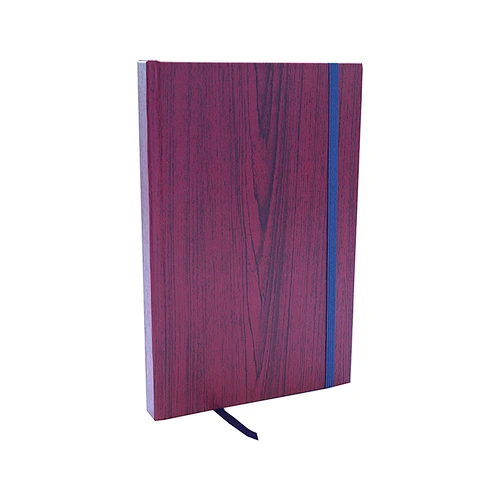 Dark red Wood grain PU Leather Cover A5 Notebook 96 sheets With Elastic Band notebooks  PU leather with wood grain cover