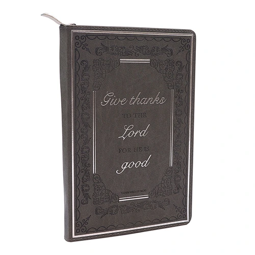 Faux Leather Zip Folio Light Gray Sliver Foil 150 sheets zip folio; deboss covered notebook  silver print planner