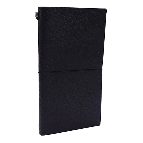 PU Leather Cover Traveler Notebook Journals Black 4.9x8.5" Elastic String Bands Traveller notebook  pocket journal