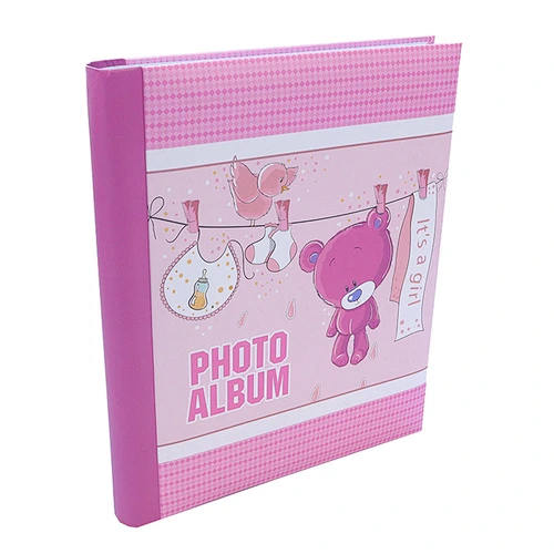 Paper Cover Self Adhesive 11 sheets Photo Album Pink Bear Spiral bound Baby girl photo album  pink photo album  photo book  coil bound